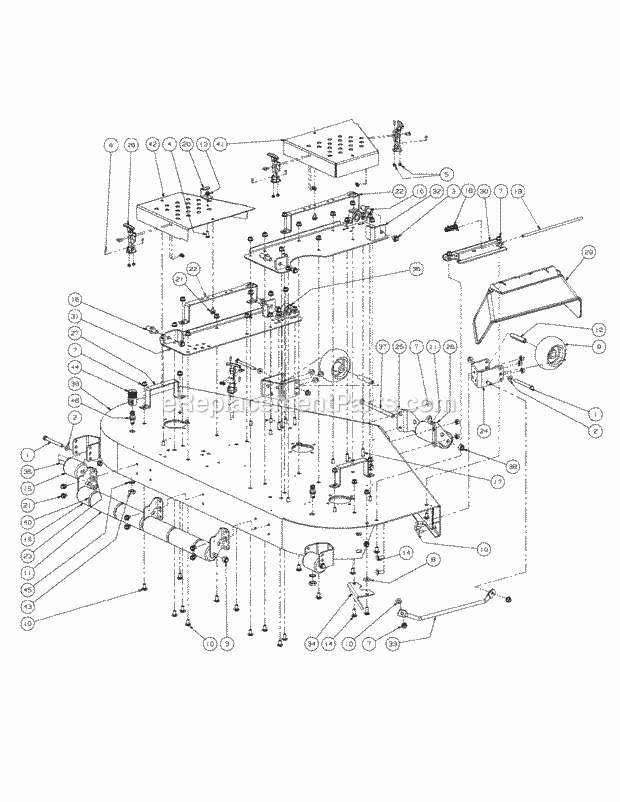 Fabricated Cutter Deck 60-Inch Diagram and Parts List for M60-CT 53AL8CT6050-28-HP-3Cylinder-OHV Cub Cadet Lawn Tractor